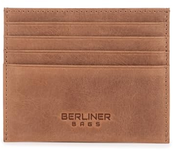 Berliner Bags Vintage Kartenetui aus Leder, Slim Kreditkartenetui mit RFID-Schutz und Geschenkbox, für Herren und Damen - Braun