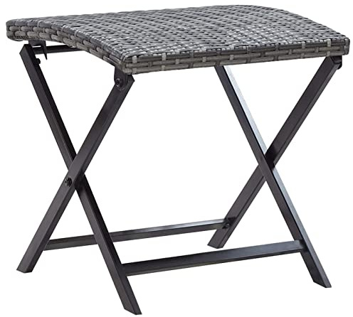 Rantry Klapphocker Poly Rattan Grau Outdoor Fußstützen