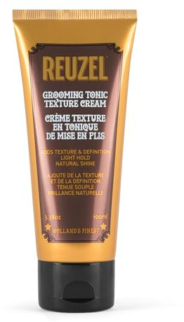 Reuzel Grooming Tonic Texture Cream, Fijación Media y Definición, Textura y Brillo para Rizos, Protector Térmico para Todo Tipo de Cabello, 100 ml / 3.38 oz