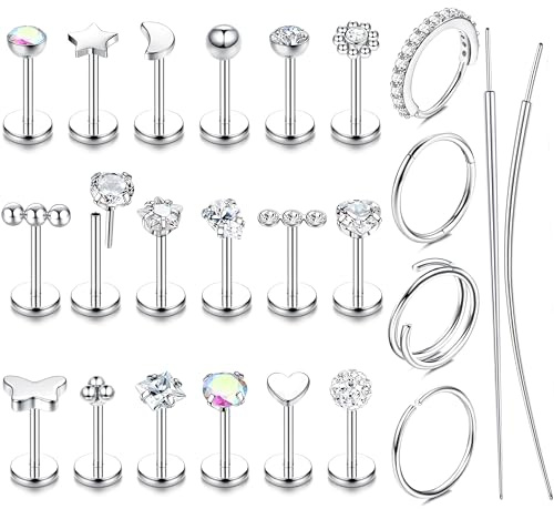 JeweBella Piercing Nariz Acero Quirúrgico Oreja Tragus Septum Helix Labio Conch 6/8/10MM Hipoalergénicos