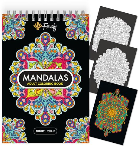 Finoly Libro Mandalas Adultos Reduce el Estrés | Mandalas Colorear Adultos con 30 Ilustraciones Originales para Relajarse | Libros de Colorear A4 | No Traspasa la Tinta Encuadernación Espiral
