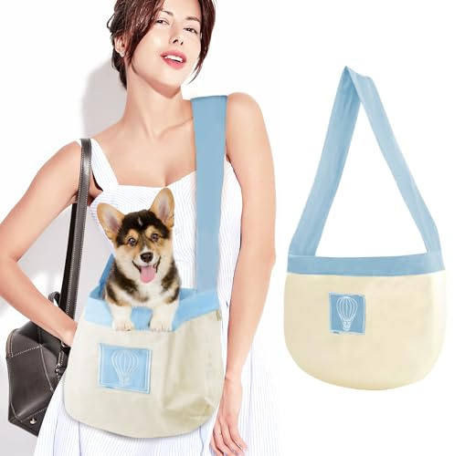 Sac de Transport pour Chien, Sac pour Petit Chien Jusqu'à 5 kg, Léger et Confortable, en Tissu Respirant avec Fermeture Magnétique et Sangle de Sécurité pour Chiens et Chats