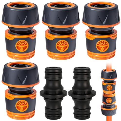 4 Pièces Raccord Tuyau d'Arrosage 19mm, Connecteur Tuyau Arrosage 3/4, Prévention des Fuites Raccord Rapide Tuyau Arrosage pour Etendre Jardin Irrigation (Noir)