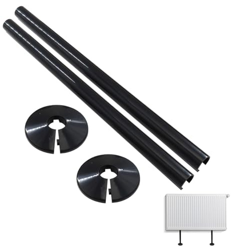 2 Pack Radiator Pipe Covers & Collars, 15mm x 200mm Radiator Pipe Covers Black Radiators Pipe Covers and Collars for Towel Rail Radiator Pipe Sleeve Clip-On Pipe Sleeves for Hiding Exposed Pipework