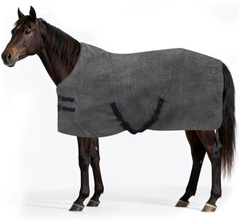 SilverChry Manta Caballo Exterior Invierno, Manta Térmica para Caballos Gruesa Trabajo, Suave y Confortable, con Cinchas Cruzadas y Hebilla Pectoral Ajustables, 180 × 90 cm