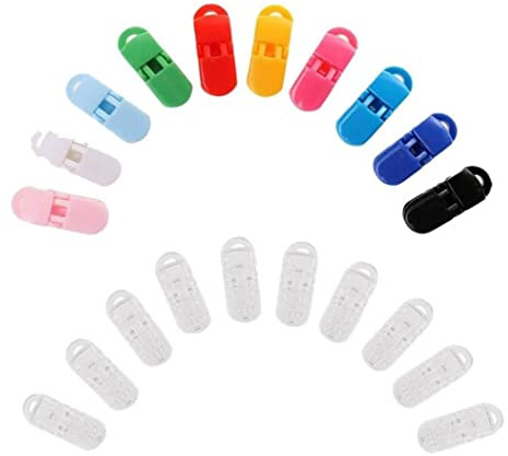 Clip per ciuccio, 20 pezzi Clip per ciuccio in plastica/Reggicalze per Binky/Paci///Bavaglino/Portagiocattoli, di supporto