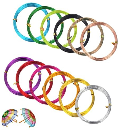 WWYSSZ 12 Colori Fil di Ferro Modellabile 1mm Fili di Alluminio Multicolore Flessibile Filo Metallico Modellabile per la Creazione di Gioielli Artigianato Modellazione Accessori Fai Da Te (5M/Rotolo)