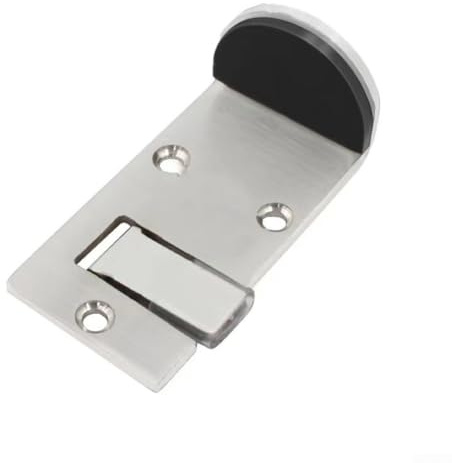 TONIXY Tope de puerta de acero inoxidable montado en el suelo, acabado cepillado con fuerte botón de sujeción, para puertas de cristal en restaurantes, oficinas, dormitorios, baños (8 cm a la derecha)