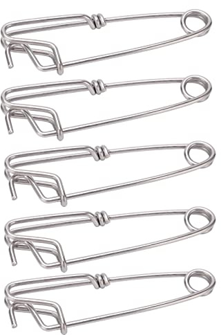 Yctze 5 Clips de Línea de Acero Inoxidable, Conectores de Pesca a Presión, Hebilla para Colgar con Ojo Cerrado, Herramienta de Pasador Rápido, Pesca en Surf, Océano y Agua Dulce, para Usar y