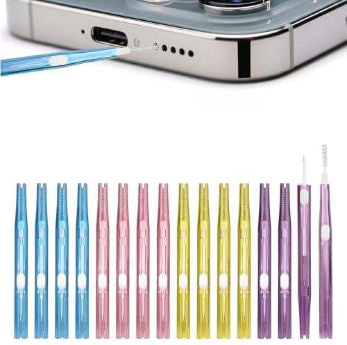 16-Piece Phone Cleaning Kit for Ports, Speakers, Earbuds and Keyboards | Includes anti-clogging brushes, hook tools and dual-head dust removers for cleaning laptops, chargers and electronics.