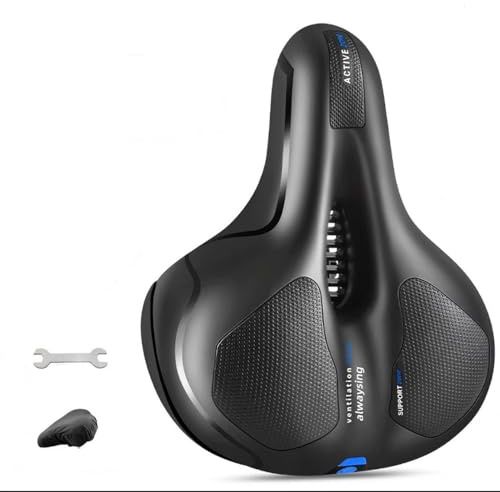 Bikeheroes Sadel Cloud Comfort Max, ergonomisk gelsadel med minnesskum och dubbel stötdämpning, vattentät PU-konstläder, stadscykel och e-cykel