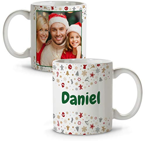 LolaPix Taza Personalizada con Foto y Texto. Tazas de cafe. Tazas desayuno. Amigo invisible. Taza navideña. Vajilla navidad. Papa Noel. Detalles compañeros de trabajo. Cerámica 330 ml. Caneca. Navidad