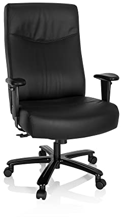 hjh OFFICE 738123 Chefsessel XXL Everest II Leder Schwarz Schreibtischstuhl gepolstert bis 150kg belastbar, höhenverstellbar