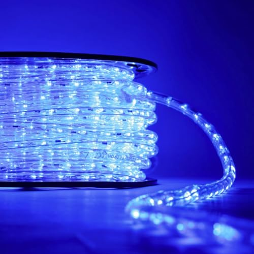 Tubo luminoso LED profesional de 50 metros cortable listo para usar con accesorios IP67 para uso interior y exterior (azul)