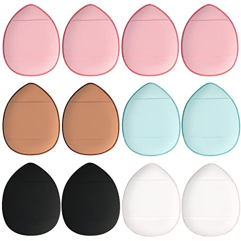 bAnpinSH Fingerpuff, 12 st mini makeuppuff, lämplig för foundation, concealer, ögonskugga, skönhetsmakeup-verktyg (5 färger 1 set)