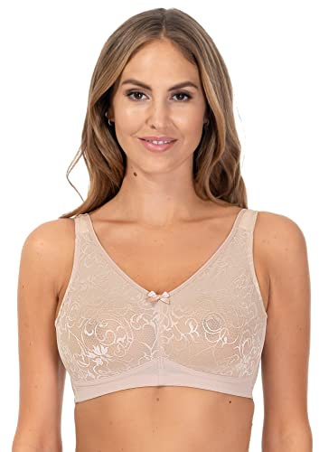 Rosme Lingerie ungepolsterter BH ohne Bügel mit vorgeformten Cups für Damen, Kollektion Delight, Beige, Größe 85B