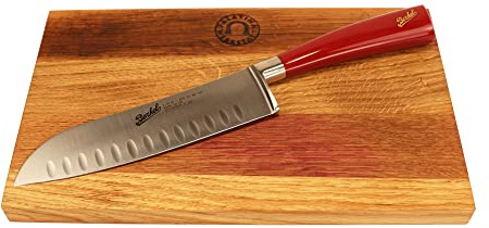 Berkel Santoku kniv med handgjord träbräda av ek 30 x 18 cm