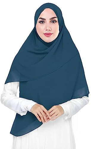 Lina & Lily Premium Chiffon Damen Muslim Hijab Kopftuch Schal Quadrat 145 x 145cm (Preußisch Blau)