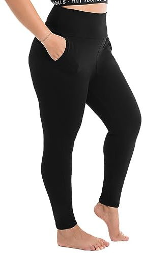 Walifrey Plus Size Leggings for Women with Pockets | High Waist, Tummy Control, Lightweight, Opaque, Soft Stretch, 2XL-4XL, Great for Gym & Casual