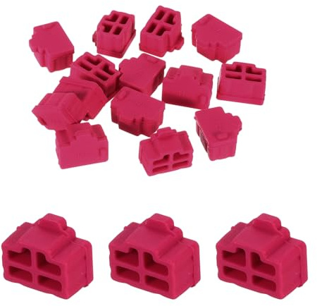 QUARKZMAN Tapas de Conducto de Puerto Rj45 Tapones de Silicona Protectores contra El Polvo para Extremo Hembra Rj45, Paquete de 25 En Color Rojo Rosa