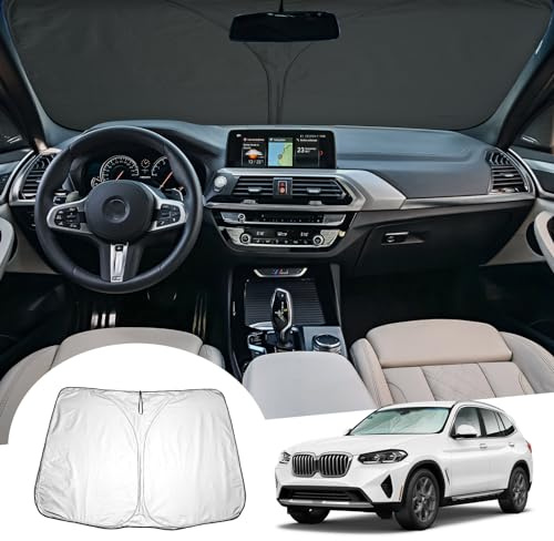 [Update] GAFAT Compatible con BMW X3 G01 2018-2024/ iX3 G08 2021-2025 Parasol para Parabrisas Interior, X3 iX3 Accesorios Protector Solar, Refrigeración, Protección UV, UPF 50+