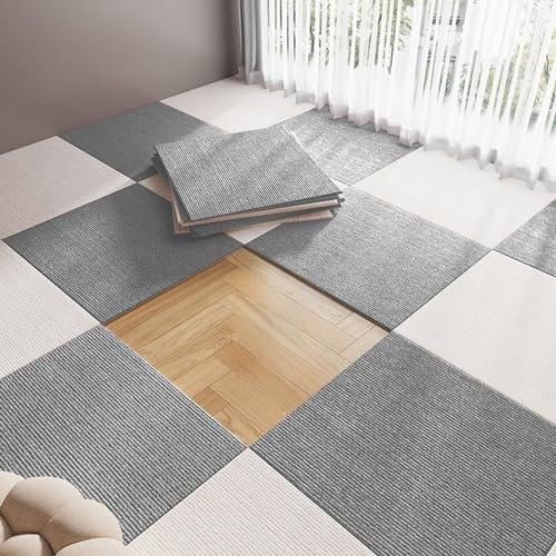 Losetas de alfombra, alfombra autoadhesiva, baldosas de alfombra, 4 piezas, sin pegamento, antideslizante, sala de estar, dormitorio, alfombra insonorizada, alfombra for piso, baldosas autoadhesivas a