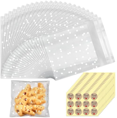 200 Piezas Bolsitas Plastico Pequeñas 10x10cm Bolsas Transparentes Autoadhesivas para Chuches Regalos Bolsitas Transparentes Pequeñas Bolsitas Uvas Nochevieja Bolsitas para Galletas