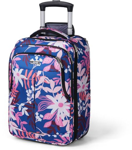 Lekespring Laptop Tasche mit Rollen – wasserdichte Rollbrieftasche, Weichwandige Handgepäcktasche mit Rollen für Arbeit, Reisen und Business, M, Blume