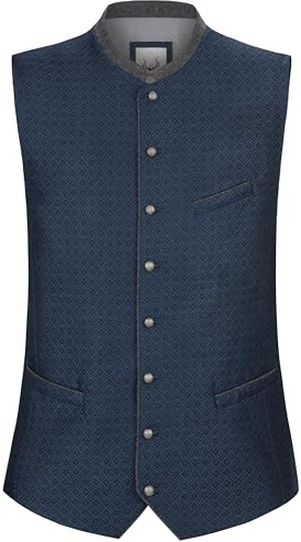 Bergfeuer Trachtenweste Romeo Gilet Tradizionale, Blu, 62 Uomo