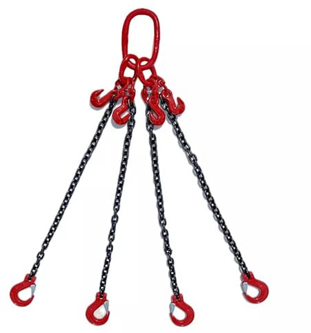 Grade 8 4-Leg Chain Sling 7MM With Sling Hook Lifting WLL 3.15T + Shorteners (2 Metre EWL)