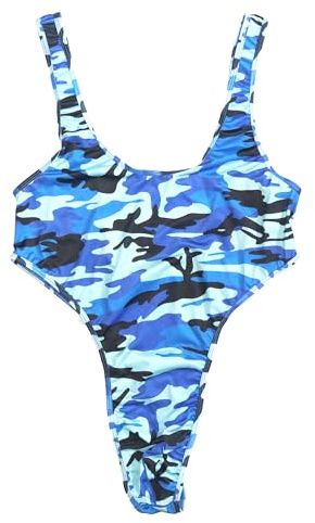 QiaTi Herr jockstrap leotard kamouflage bodysuit string underkläder backless brottning singlet jumpsuits för män