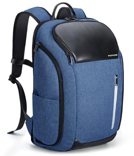 Ponhog Sac à dos pour homme, grand sac à dos pour ordinateur portable 17, sac à dos de voyage avec compartiment antivol pour ordinateur portable, pour voyage, affaires, travail, weekend, Bleu Clair