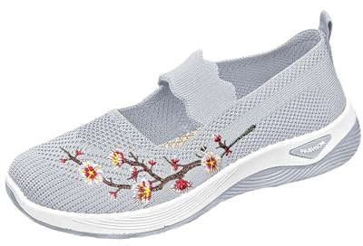Generisch Chaussures orthopédiques pour femme - Chaussures d'été diabétiques - Baskets légères et super douces - Chaussures de marche larges confortables - Chaussures de sport d'extérieur respirantes