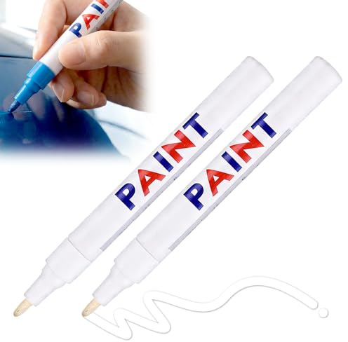XieJY Waterproof Non-Fading Tire Paint Pen, 2026 New Oil-Based Tire Lettering Pen Paint Pens Permanent Paint Markers Pens for Rock Painting Car Tyre Metal, Plastic, Canvas, Wood, Glass (White 2Pc)