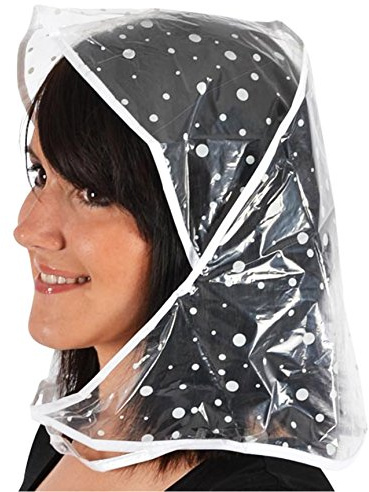 Grand chapeau de pluie à pois | Capuchon protecteur de cheveux + cravate, multicolore, L