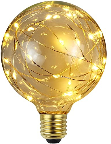 TIANFAN Bombilla Led Vintage RGB Fuegos Artificiales Edison Bombilla G95 3W 220/240V E27 Decorativa (Estrella centellante)