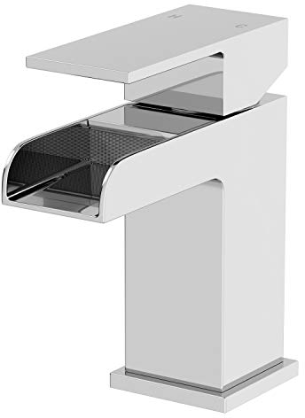 Architeckt® Dakota Bathroom Waterfall Basin Sink Mixer Tap Modern Mono Square Single Lever Handle Faucet for Sinks, Chrome