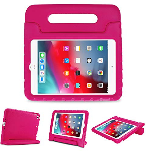ProCase iPad Mini 5/Mini 4 barnskal, stötsäkert mjukt silikonskydd för barn, med konvertibel handtag, lätt skyddande fodral, skydd för iPad Mini 5 2019/Mini 4 2015 – magenta