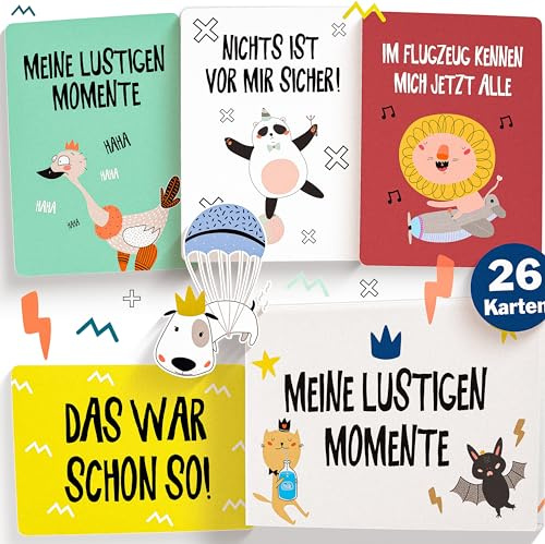 OLGS Tarjetas de hitos para bebé, 26 tarjetas de recuerdo divertidas para niños y niñas, perfecto para nacimiento o baby shower, incluye caja magnética