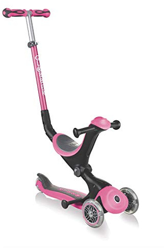GLOBBER GO-UP Deluxe – 3 in 1 Dreirad, 120/80 mm, ABEC 5, 3-rädrig, höhenverstellbar, Klappmechanismus, pink
