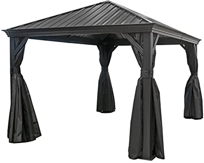 Sojag Alu Pavillon Marsala 1216 | Hardtop Pavillon mit Moskitonetz | Anthrazit | 363x483x293 cm