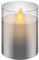 Goobay 60370 LED Echtwachskerze im Glas / 10cm hoch / Flammenlose Kerzen mit beweglicher Flamme / Batteriebetriebene Kerzen / LED Tisch Deko / LED-Kerzen mit Timer, Grau