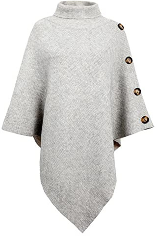 TBSCWYF Damen Feinstrick Überwurf aus Merinowolle Cape Frauen Strick Cardigan Umhängetuch Gestrickter Poncho - Damen Strickponcho mit Kragen Hochwertige Qualitt Poncho Strick Sweatshirt Pullover