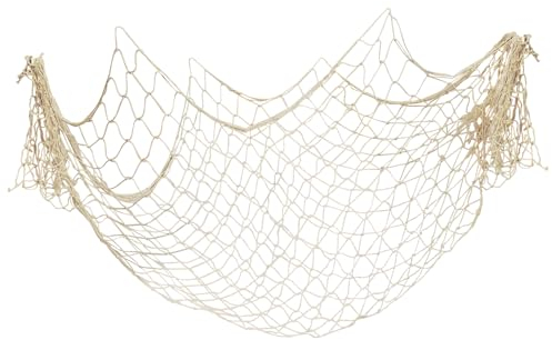 Fousenuk Rete da Pesca, Decorativa Mare Reti da Parete Decorazione Casa o Ristorante, Decorazioni Stile Marittimo Pesca Cucita Mano, per La Parete Della Festa Domestica Beach (1 * 2m Bianco)