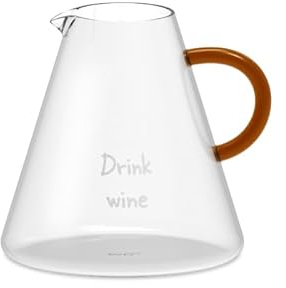 WD Lifestyle - Brocca Decanter in Vetro Borosilicato 1,6L con Manico Marrone e Scritta Decorativa