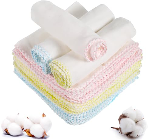 Lanjue 24 Pcs Muslin Face Cloths, 12 x 12 Inch Cotton Muslin Cloths Muslin Pack Facial Towels Reusable Cleansing Cloths Remover for Makeup Removal Facial Face Cleaning