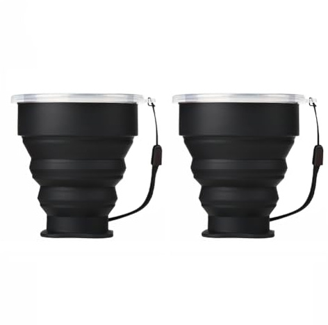Aiweijia Ciotola di campeggio, 2 tazze di silicone pieghevoli, tazze di viaggio pieghevoli tazze di viaggio portatili con tappetini di plastica Escursione per il picnic all'aperto