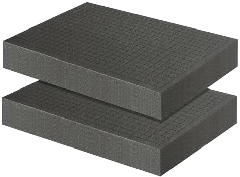 SDLDEER Rasterskum kubskum, 2 stycken 40 x 30 x 5 cm skumsnitt, verktygslåda kamerakoffer skum, kubskum för miniatyrer, bagageinlägg, skuminlägg