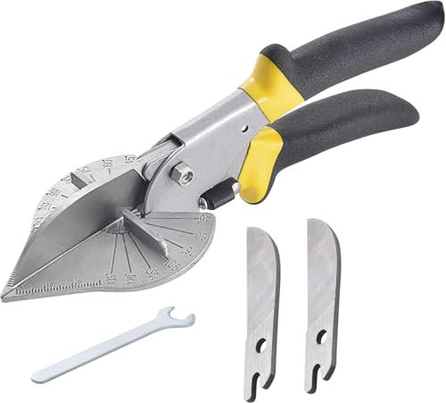 HOHXEN 45° -135 ° Angle Miter Taglierina, Multi-Function Trunking Forbici, Quarter Round Cutter per Taglio PVC PPR PE Tubo, Ramo, Filo - Compreso 2 Lama di Ricambio e 1 Piccola Chiave