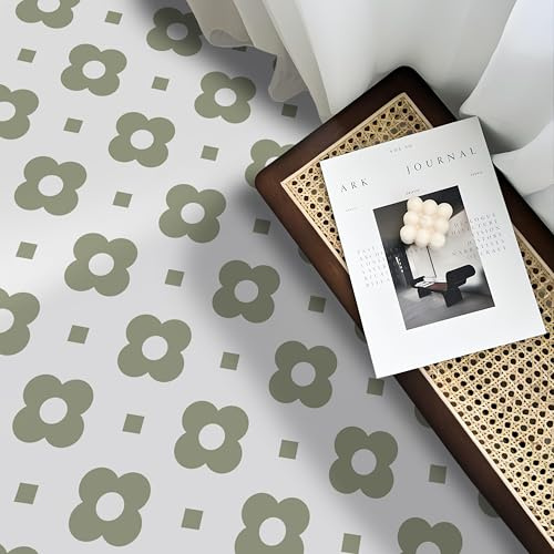 Alwayspon Vinyl Flooring 10 sheet 12inch/30cm Sage Green Waterproof Non-slip Floor Tiles Decal for Kitchen Bathroom Living Room, Self-adhesive Peel and Stick Vinyl Tile Sticker